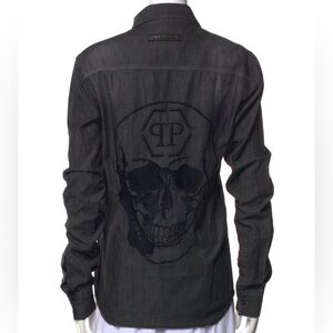 Philip Plein Black Denim Shirt